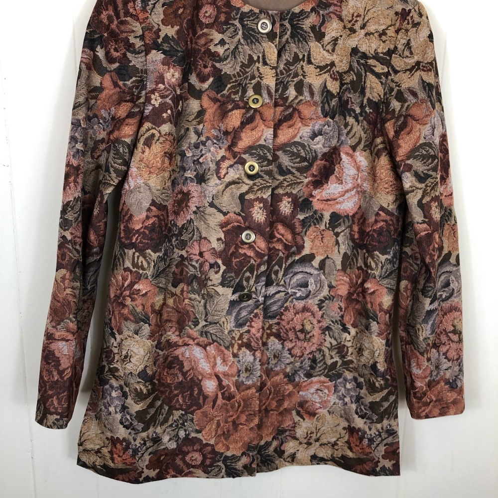 Vintage Floral Print Button Down Top Sz M - Picture 4 of 10